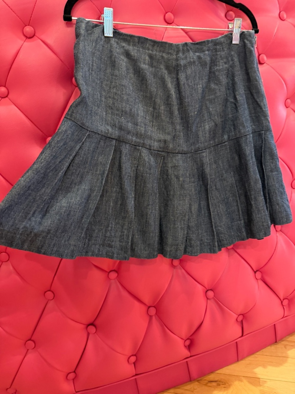 Alice & Olivia Denim blue Pleated Mini Skirt